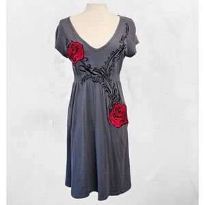 Rock and Roll Cowgirl S- M Dress Roses Wings Embroidered Westerm Rockabilly Boho